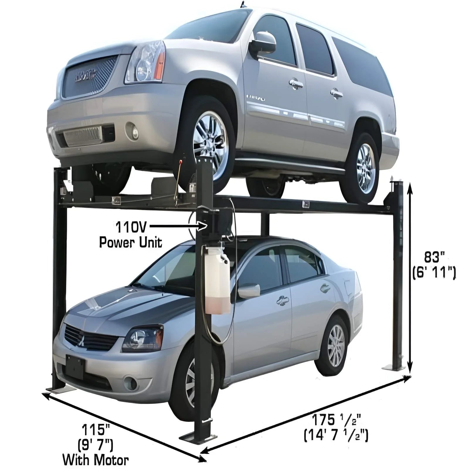 Atlas Garage Pro8000 8,000 lb. 4-Post Vehicle Storage Lift – Portable Storage Series – Factory-Direct Savings