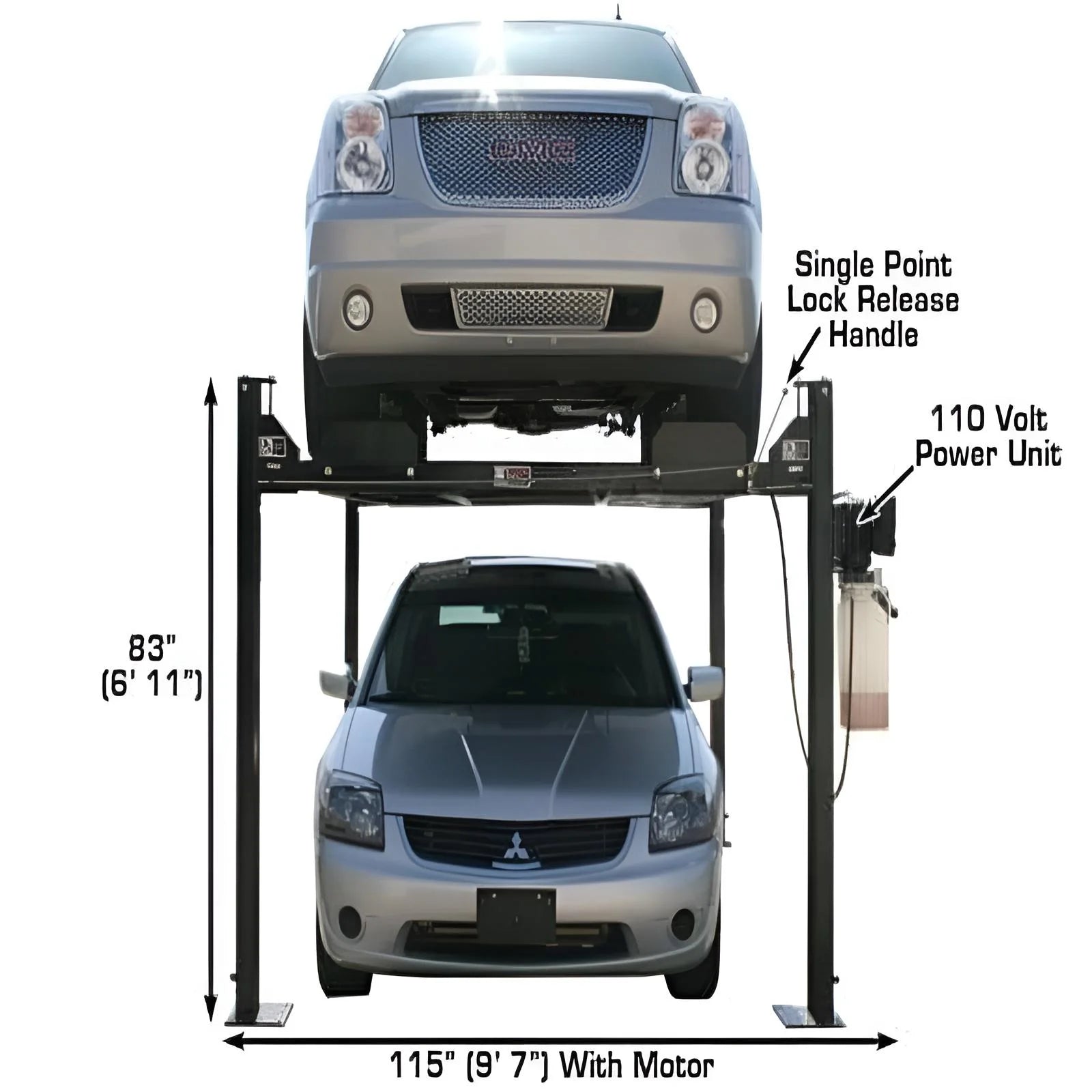 Atlas Garage Pro8000 8,000 lb. 4-Post Vehicle Storage Lift – Portable Storage Series – Factory-Direct Savings