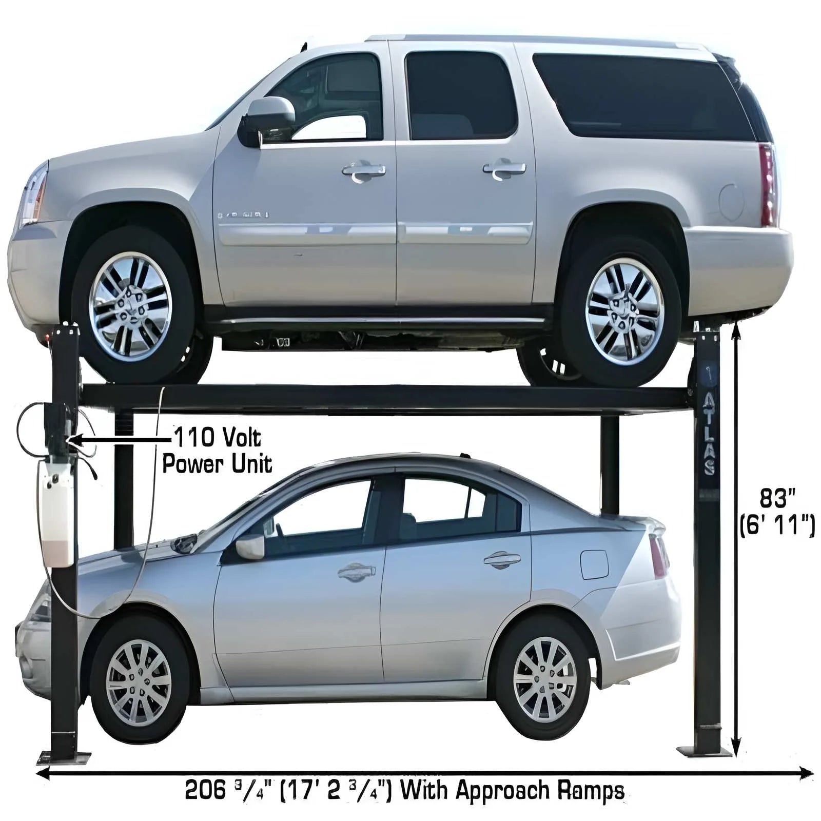 Atlas Garage Pro8000 8,000 lb. 4-Post Vehicle Storage Lift – Portable Storage Series – Factory-Direct Savings