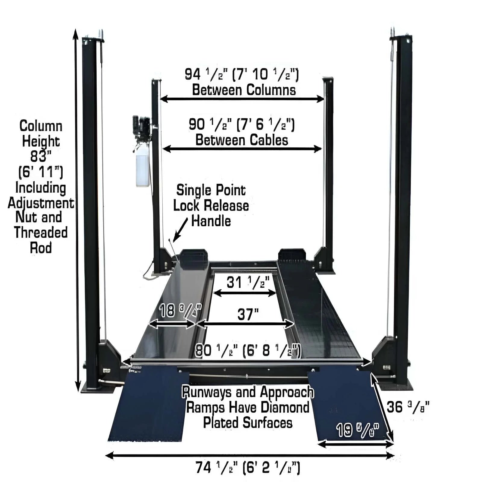 Atlas Garage Pro8000 8,000 lb. 4-Post Vehicle Storage Lift – Portable Storage Series – Factory-Direct Savings